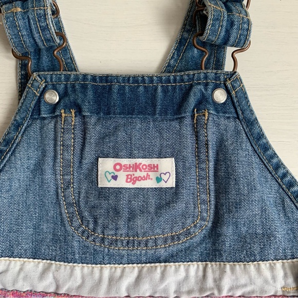 Oshkosh Denim Top Plaid Bottom Jumper Dress Sz 18 Months - Picture 9 of 11